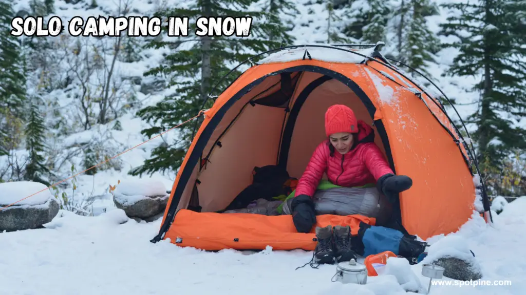 solo camping in snow