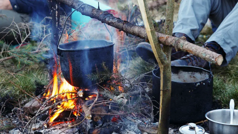 solo camping and cooking